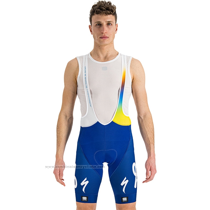2022 Maillot Cyclisme Direct Energie Blanc Jaune Bleu Manches Courtes et Cuissard